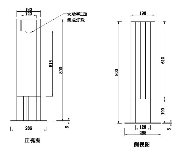 SYCPD-001 20W新款LED草坪开云(中国)结构图